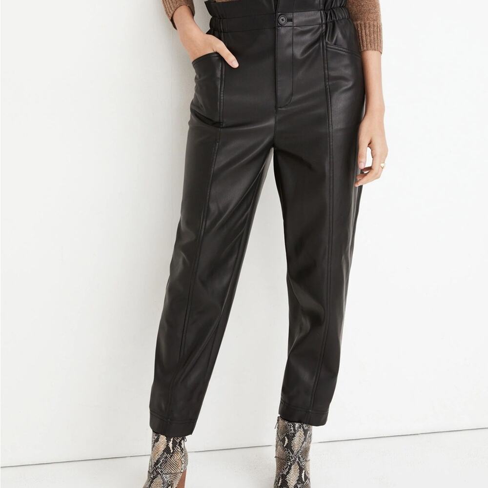 Madewell Black Vegan Leather Pants High Waist Ankle Length Size 10 B0031